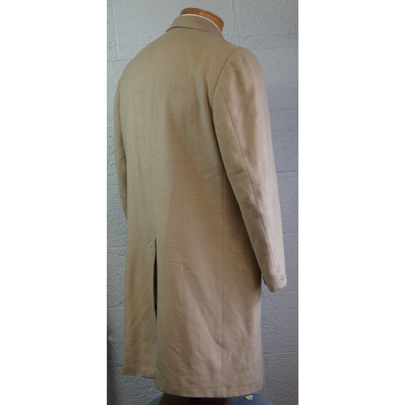 Tan overcoat 100 % Dhalishan Cashmere Over Coat Made USA - Picture 7 of 9